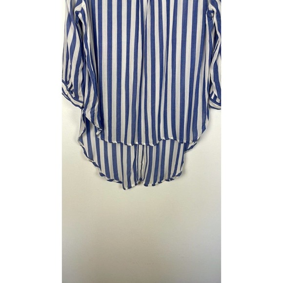 Vixbe Stitch Fix Horizontal Stripes Button Front Shirt Chest Pocket 3/4 Sleeve L - Picture 6 of 7
